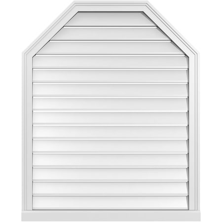Ekena Millwork Octagonal Top Surface Mount PVC Gable Vent w/ 2"W x 2"P Brickmould Sill Frame, 34"W x 42"H GVPOT34X4203SF